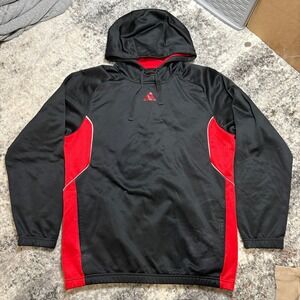 Adidas Mens Hoodie Black Red Colorblock Athletic Sweatshirt RN 88387 Medium